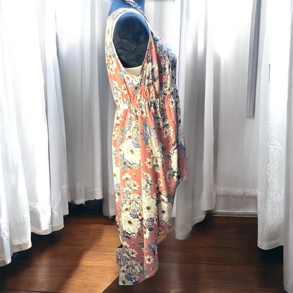 Torrid Dusty Pink Floral Hi Lo Challis Babydoll Tank 00 Med Large 10 Boho Retro - Picture 4 of 10